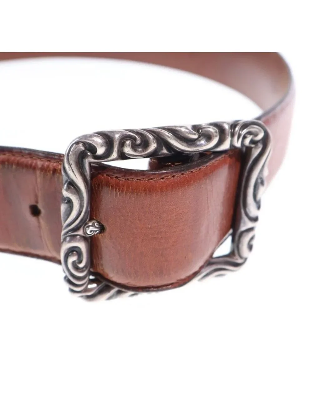 Chrome Hearts Blt Scrlrec Rectangle Scroll Leather Belt